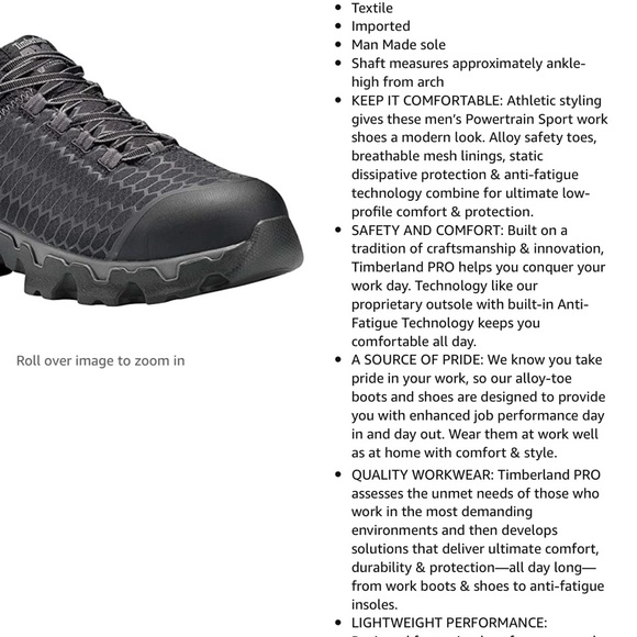MEN'S TIMBERLAND PRO® POWERTRAIN SPORT ALLOY TOE Work Shoe Sneaker - 10W - Picture 3 of 16